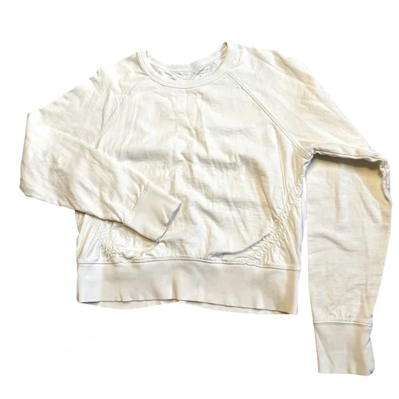 ATHLETA Women’s Size Medium White Loose Semi-Cropped Workout Top - Picture 1 of 8